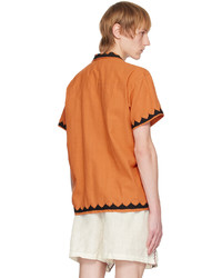 Camicia a maniche lunghe ricamata terracotta di HARAGO