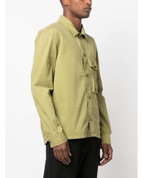 Camicia a maniche lunghe ricamata verde oliva di C.P. Company