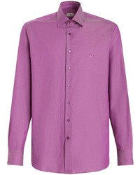 Camicia a maniche lunghe ricamata viola melanzana