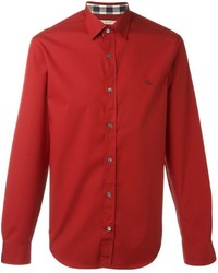 Camicia a maniche lunghe rossa di Burberry