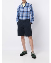 Camicia a maniche lunghe scozzese azzurra di Polo Ralph Lauren