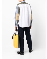 Camicia a maniche lunghe scozzese blu scuro e bianca di Junya Watanabe MAN