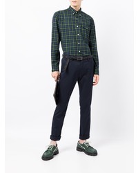 Camicia a maniche lunghe scozzese blu scuro e verde di Polo Ralph Lauren