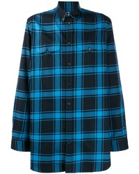 Camicia a maniche lunghe scozzese blu scuro di Givenchy