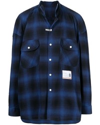 Camicia a maniche lunghe scozzese blu scuro di Maison Mihara Yasuhiro