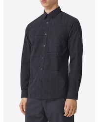 Camicia a maniche lunghe scozzese grigio scuro di Burberry