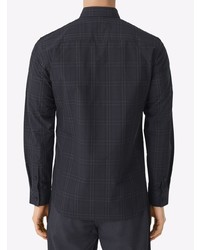 Camicia a maniche lunghe scozzese grigio scuro di Burberry