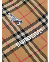 Camicia a maniche lunghe scozzese marrone chiaro di Burberry