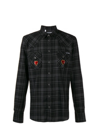Camicia a maniche lunghe scozzese nera di Dolce & Gabbana