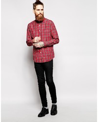 Camicia a maniche lunghe scozzese rossa di Asos