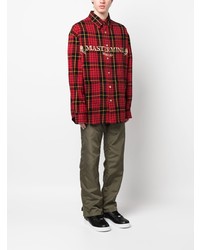 Camicia a maniche lunghe scozzese rossa di Mastermind Japan
