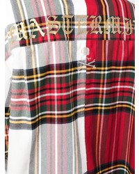 Camicia a maniche lunghe scozzese rossa di Mastermind Japan