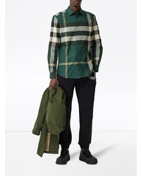 Camicia a maniche lunghe scozzese verde scuro di Burberry