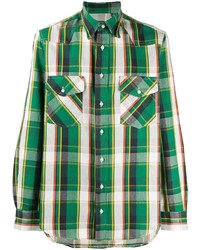 Camicia a maniche lunghe scozzese verde di Gitman Vintage