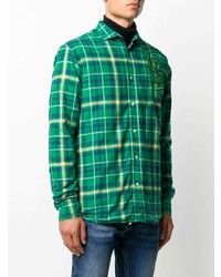 Camicia a maniche lunghe scozzese verde di Philipp Plein