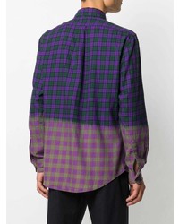 Camicia a maniche lunghe scozzese viola di Aspesi