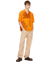 Camicia a maniche lunghe stampata arancione di Jacquemus