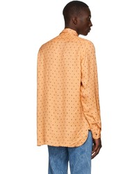 Camicia a maniche lunghe stampata arancione di Dries Van Noten