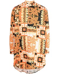 Camicia a maniche lunghe stampata arancione di Waxman Brothers