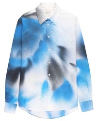 Camicia a maniche lunghe stampata azzurra di Alexander McQueen