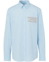 Camicia a maniche lunghe stampata azzurra di Burberry