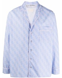 Camicia a maniche lunghe stampata azzurra di Georges Wendell