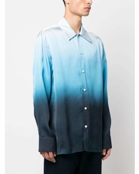 Camicia a maniche lunghe stampata azzurra di Jil Sander