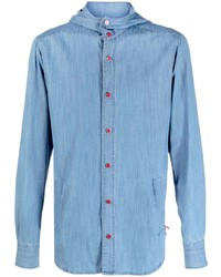 Camicia a maniche lunghe stampata azzurra di Kiton