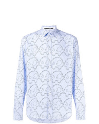 Camicia a maniche lunghe stampata azzurra di McQ Alexander McQueen