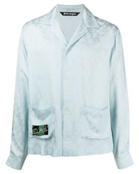 Camicia a maniche lunghe stampata azzurra di Palm Angels