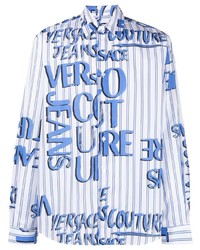 Camicia a maniche lunghe stampata azzurra di VERSACE JEANS COUTURE