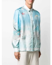 Camicia a maniche lunghe stampata azzurra di Casablanca