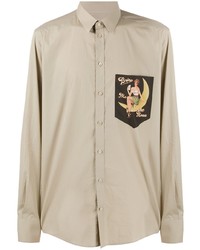 Camicia a maniche lunghe stampata beige di Dolce & Gabbana