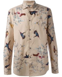 Camicia a maniche lunghe stampata beige di Dolce & Gabbana