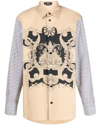 Camicia a maniche lunghe stampata beige di Versace