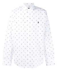 Camicia a maniche lunghe stampata bianca e blu scuro di Polo Ralph Lauren