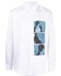 Camicia a maniche lunghe stampata bianca e blu di Misbhv