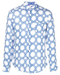Camicia a maniche lunghe stampata bianca e blu di PENINSULA SWIMWEA