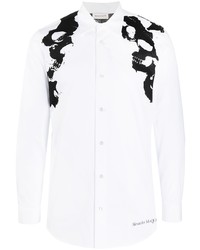 Camicia a maniche lunghe stampata bianca e nera di Alexander McQueen