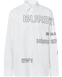 Camicia a maniche lunghe stampata bianca e nera di Burberry