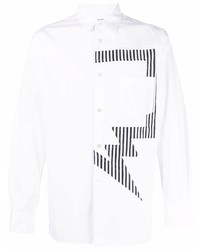 Camicia a maniche lunghe stampata bianca e nera di Comme Des Garcons SHIRT