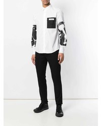 Camicia a maniche lunghe stampata bianca e nera di Dirk Bikkembergs