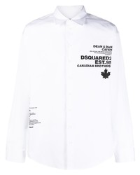 Camicia a maniche lunghe stampata bianca e nera di DSQUARED2