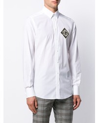 Camicia a maniche lunghe stampata bianca e nera di Dolce & Gabbana