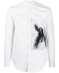 Camicia a maniche lunghe stampata bianca e nera di Emporio Armani
