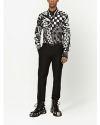 Camicia a maniche lunghe stampata bianca e nera di Dolce & Gabbana