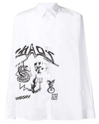 Camicia a maniche lunghe stampata bianca e nera di Givenchy