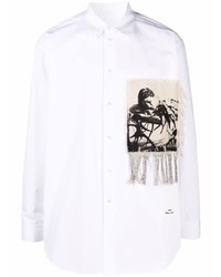 Camicia a maniche lunghe stampata bianca e nera di Jil Sander