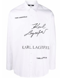 Camicia a maniche lunghe stampata bianca e nera di Karl Lagerfeld