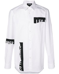 Camicia a maniche lunghe stampata bianca e nera di Les Hommes